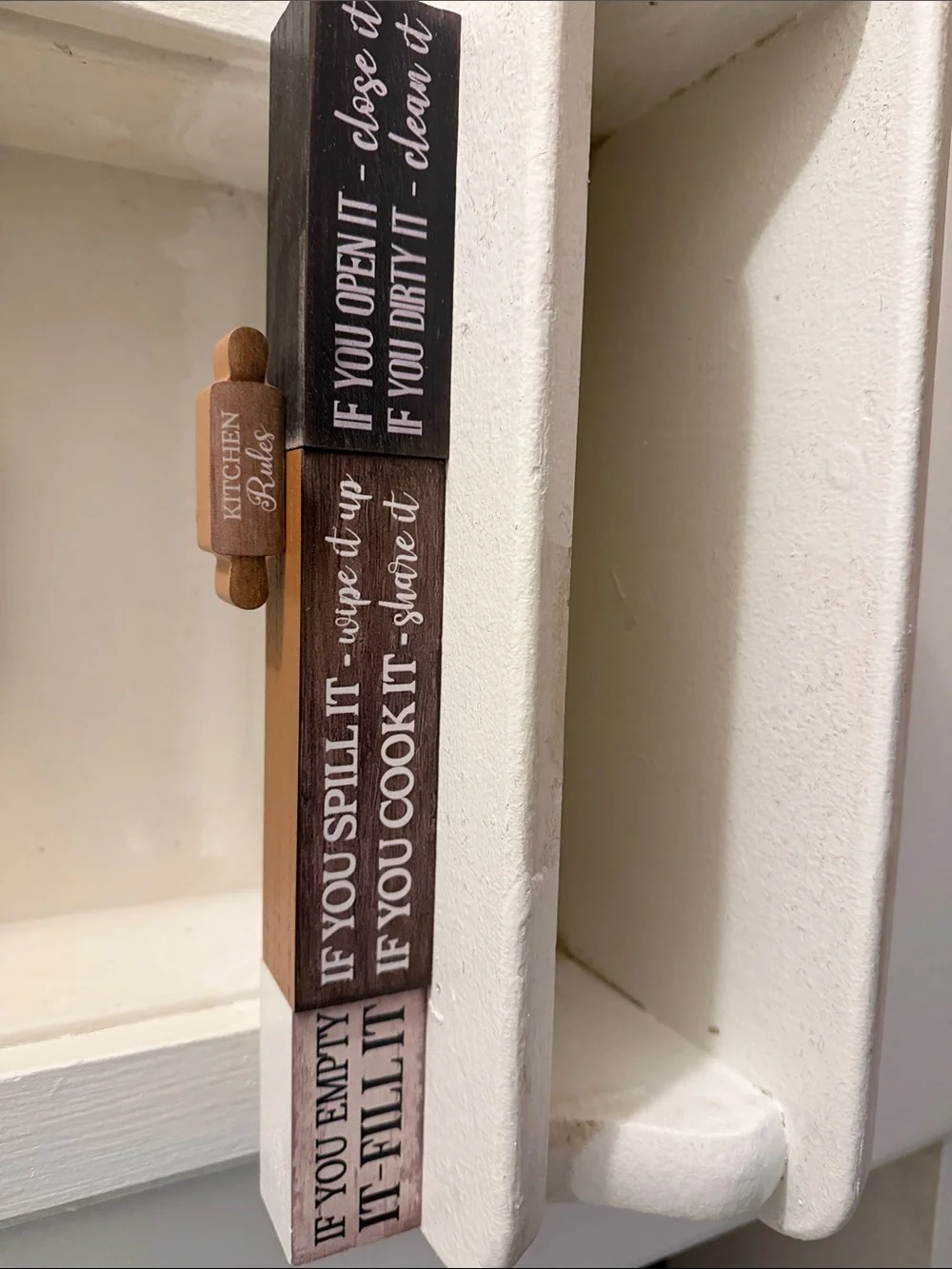 Rustic Kitchen Rules Block Sign - Brown/Black
